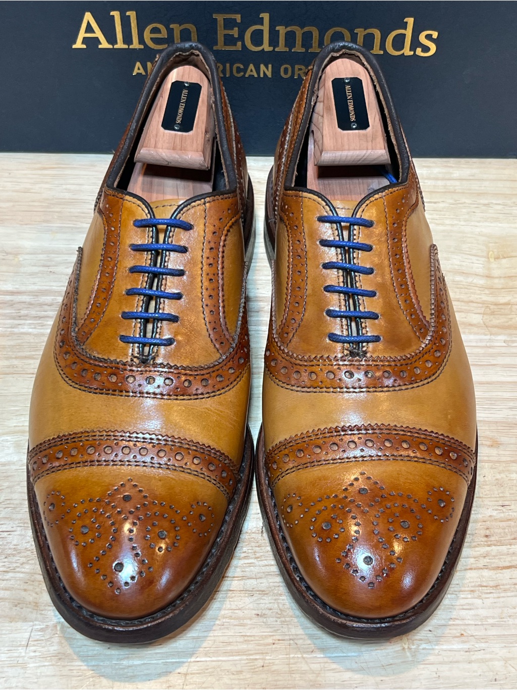 Allen Edmonds Strand Men’s Walnut Leather Cap Toe Oxfords W/ Patinas Sz 9d